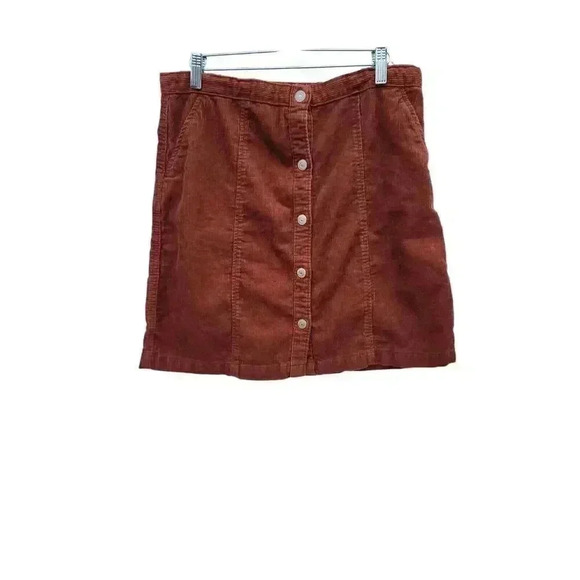 Levi's Strauss Rust Orange Corduroy Mini Skirt Size Medium - Picture 1 of 11